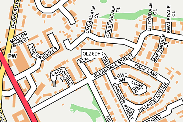 OL2 6DH map - OS OpenMap – Local (Ordnance Survey)