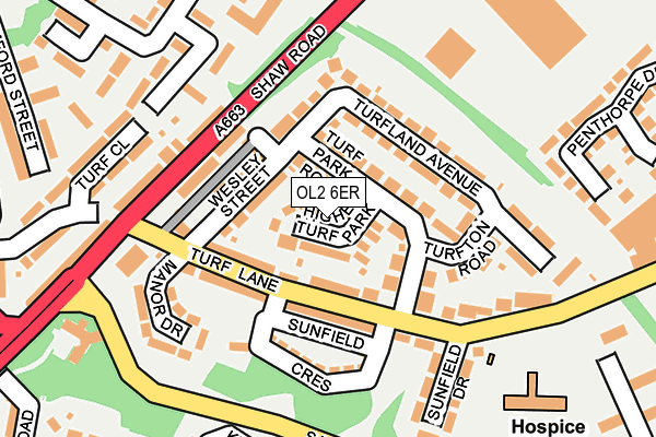 OL2 6ER map - OS OpenMap – Local (Ordnance Survey)