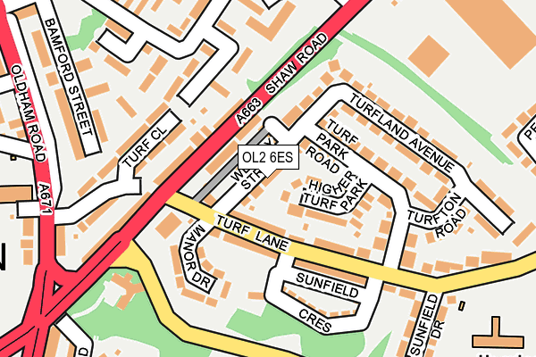 OL2 6ES map - OS OpenMap – Local (Ordnance Survey)