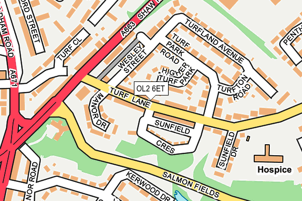 OL2 6ET map - OS OpenMap – Local (Ordnance Survey)