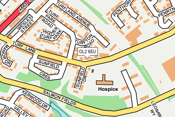 OL2 6EU map - OS OpenMap – Local (Ordnance Survey)
