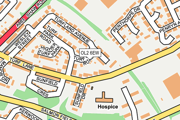 OL2 6EW map - OS OpenMap – Local (Ordnance Survey)