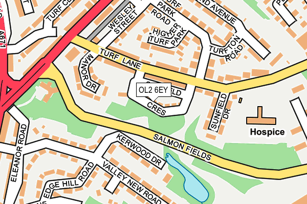 OL2 6EY map - OS OpenMap – Local (Ordnance Survey)