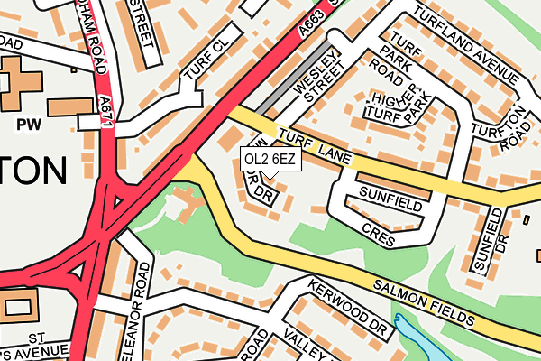 OL2 6EZ map - OS OpenMap – Local (Ordnance Survey)