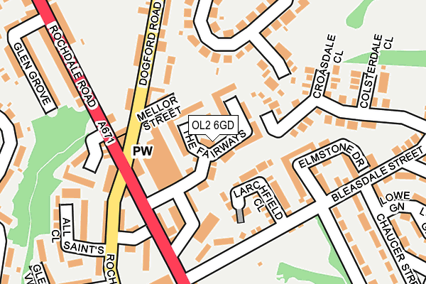 OL2 6GD map - OS OpenMap – Local (Ordnance Survey)