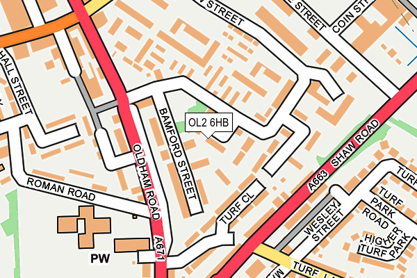 OL2 6HB map - OS OpenMap – Local (Ordnance Survey)