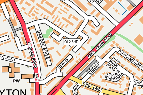 OL2 6HD map - OS OpenMap – Local (Ordnance Survey)