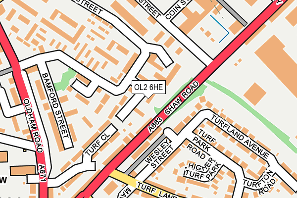 OL2 6HE map - OS OpenMap – Local (Ordnance Survey)