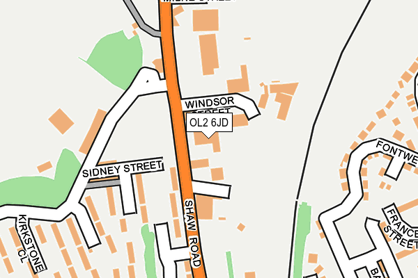 OL2 6JD map - OS OpenMap – Local (Ordnance Survey)