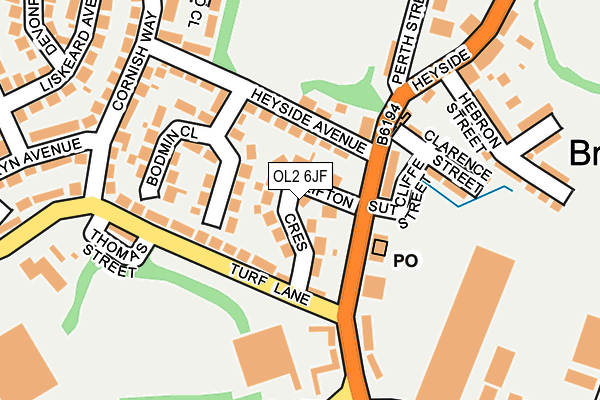 OL2 6JF map - OS OpenMap – Local (Ordnance Survey)