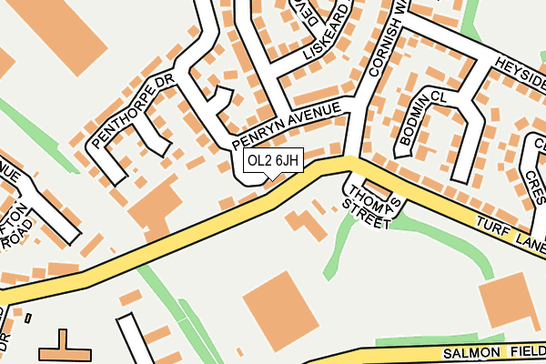 OL2 6JH map - OS OpenMap – Local (Ordnance Survey)