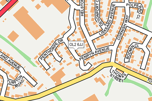 OL2 6JJ map - OS OpenMap – Local (Ordnance Survey)
