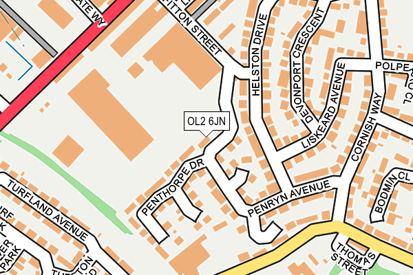 OL2 6JN map - OS OpenMap – Local (Ordnance Survey)