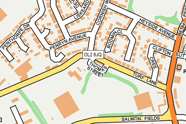OL2 6JQ map - OS OpenMap – Local (Ordnance Survey)