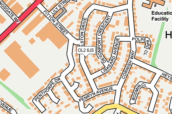 OL2 6JS map - OS OpenMap – Local (Ordnance Survey)