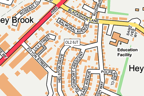 OL2 6JT map - OS OpenMap – Local (Ordnance Survey)