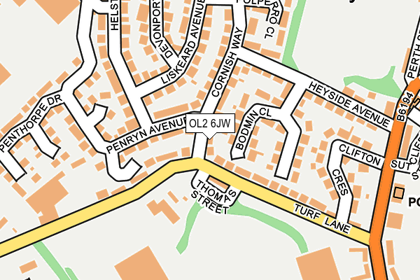 OL2 6JW map - OS OpenMap – Local (Ordnance Survey)