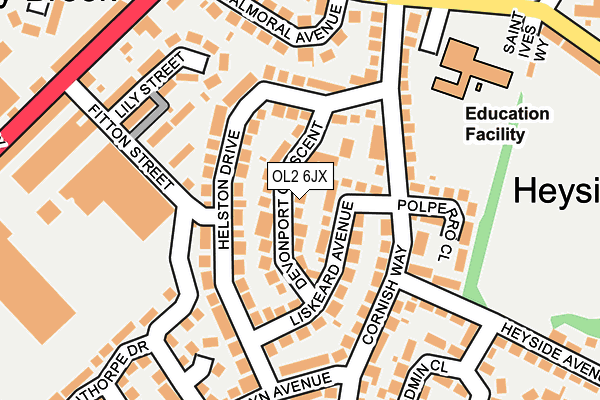 OL2 6JX map - OS OpenMap – Local (Ordnance Survey)