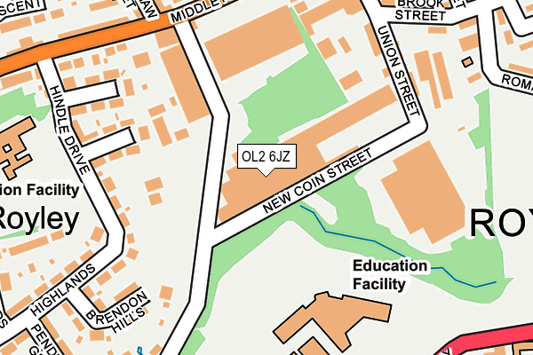 OL2 6JZ map - OS OpenMap – Local (Ordnance Survey)