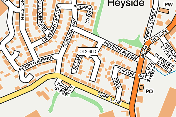 OL2 6LD map - OS OpenMap – Local (Ordnance Survey)