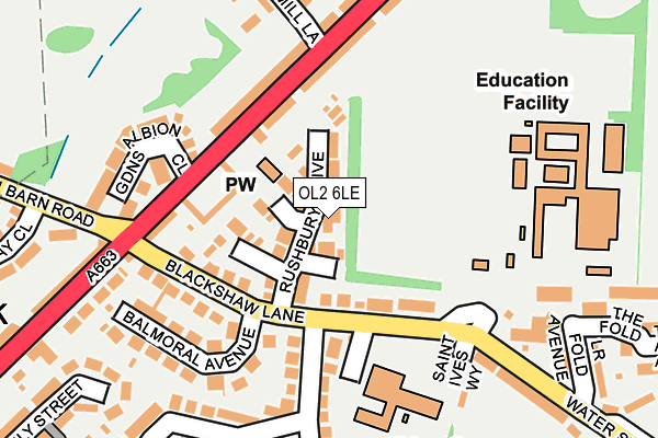 OL2 6LE map - OS OpenMap – Local (Ordnance Survey)