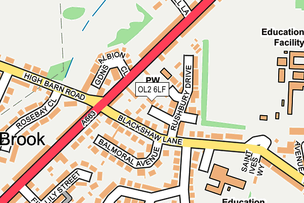 OL2 6LF map - OS OpenMap – Local (Ordnance Survey)