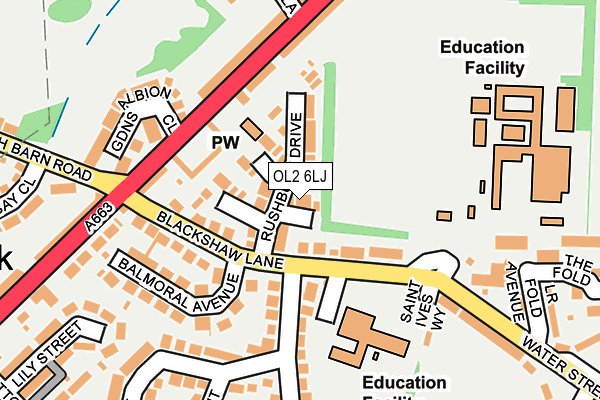 OL2 6LJ map - OS OpenMap – Local (Ordnance Survey)