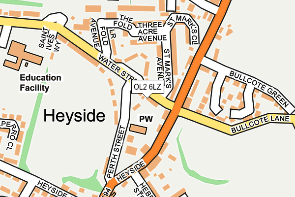 OL2 6LZ map - OS OpenMap – Local (Ordnance Survey)