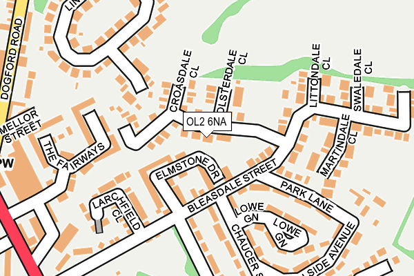 OL2 6NA map - OS OpenMap – Local (Ordnance Survey)