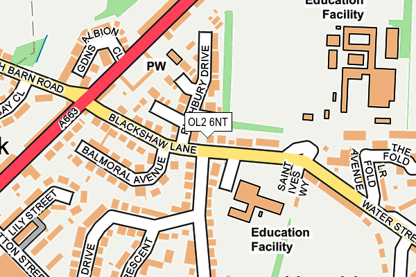 OL2 6NT map - OS OpenMap – Local (Ordnance Survey)