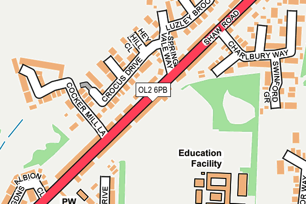 OL2 6PB map - OS OpenMap – Local (Ordnance Survey)