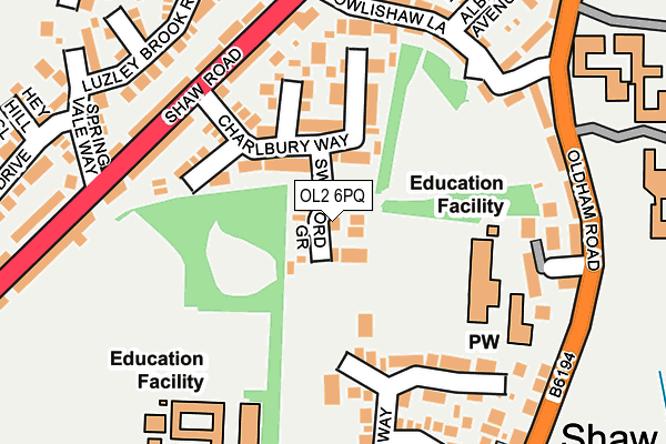 OL2 6PQ map - OS OpenMap – Local (Ordnance Survey)