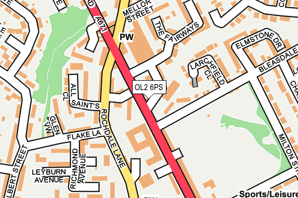 OL2 6PS map - OS OpenMap – Local (Ordnance Survey)