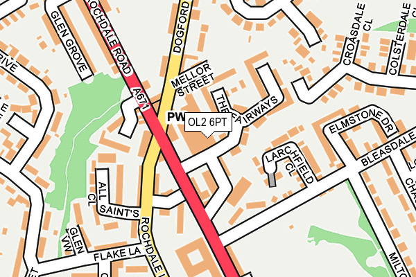 OL2 6PT map - OS OpenMap – Local (Ordnance Survey)