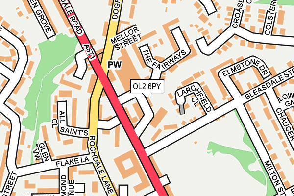 OL2 6PY map - OS OpenMap – Local (Ordnance Survey)