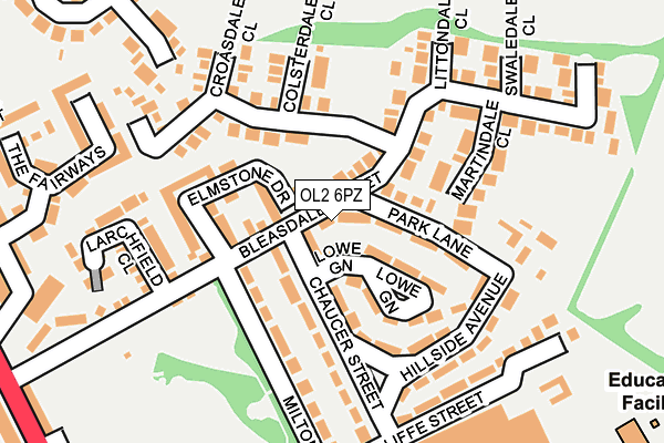 OL2 6PZ map - OS OpenMap – Local (Ordnance Survey)