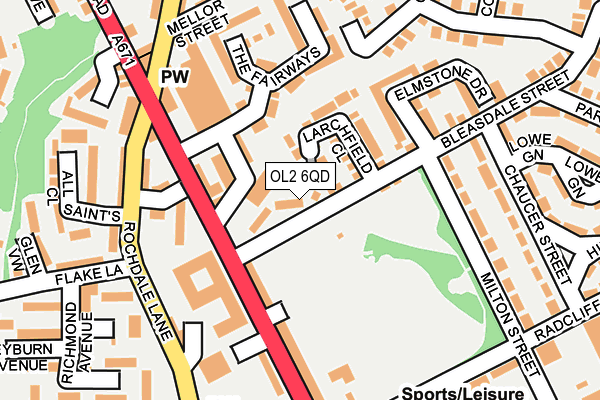 OL2 6QD map - OS OpenMap – Local (Ordnance Survey)