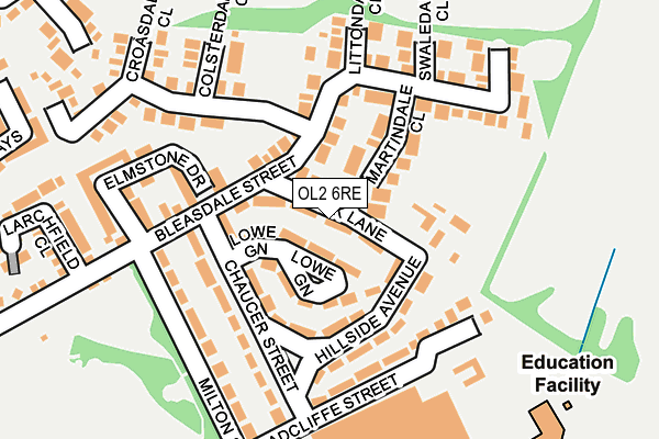 OL2 6RE map - OS OpenMap – Local (Ordnance Survey)