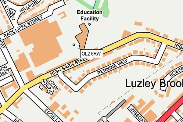 OL2 6RW map - OS OpenMap – Local (Ordnance Survey)