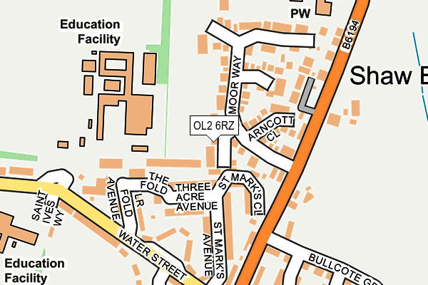 OL2 6RZ map - OS OpenMap – Local (Ordnance Survey)