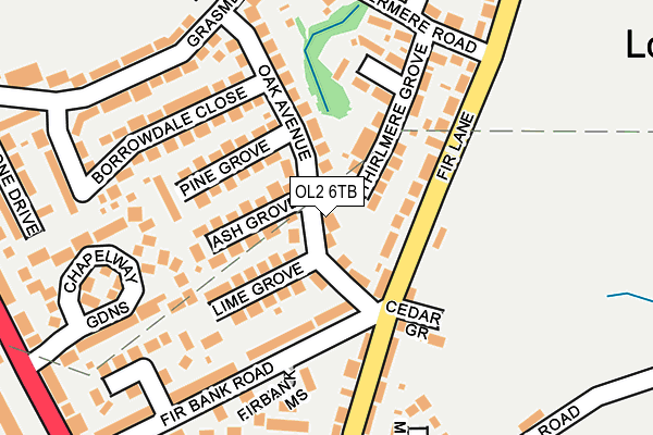 OL2 6TB map - OS OpenMap – Local (Ordnance Survey)