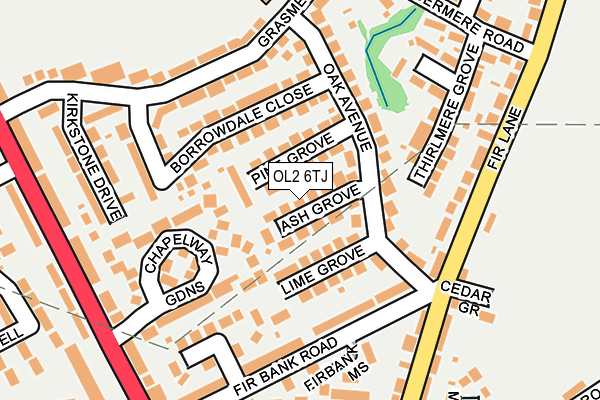 OL2 6TJ map - OS OpenMap – Local (Ordnance Survey)