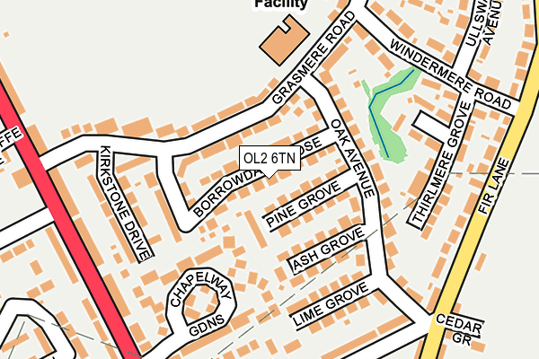 OL2 6TN map - OS OpenMap – Local (Ordnance Survey)