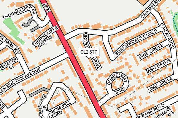 OL2 6TP map - OS OpenMap – Local (Ordnance Survey)