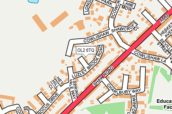 OL2 6TQ map - OS OpenMap – Local (Ordnance Survey)