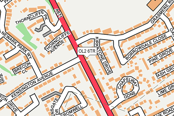 OL2 6TR map - OS OpenMap – Local (Ordnance Survey)