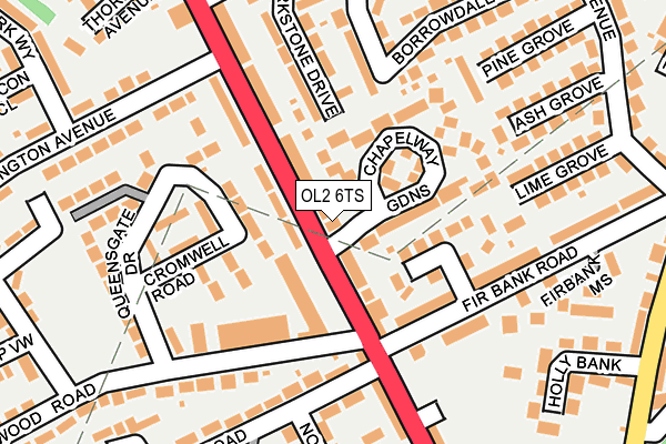 OL2 6TS map - OS OpenMap – Local (Ordnance Survey)