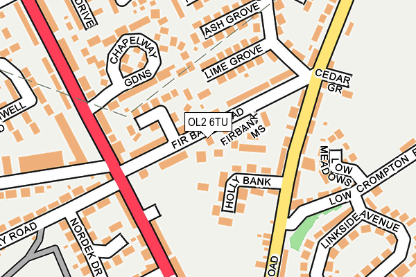 OL2 6TU map - OS OpenMap – Local (Ordnance Survey)