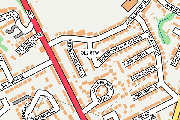 OL2 6TW map - OS OpenMap – Local (Ordnance Survey)