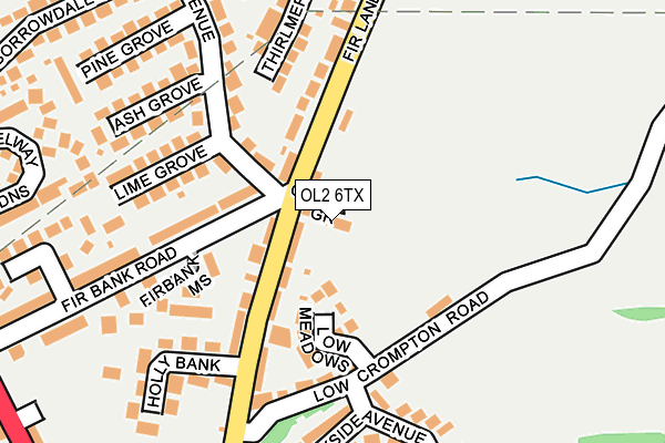 OL2 6TX map - OS OpenMap – Local (Ordnance Survey)